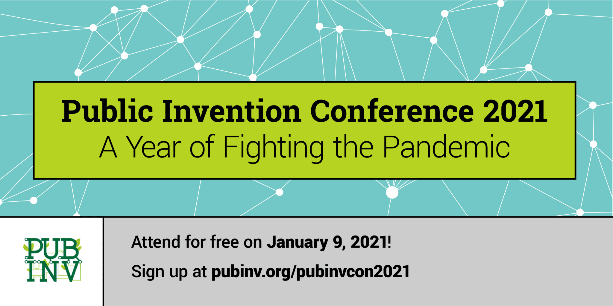 Public Invention Conference 2021 banner with the date and location listed.